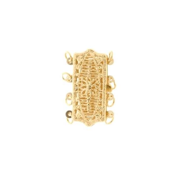 FINDINGS: Precious & Plated - 4 Row Rectangle Shape Filigree Pearl Clasp