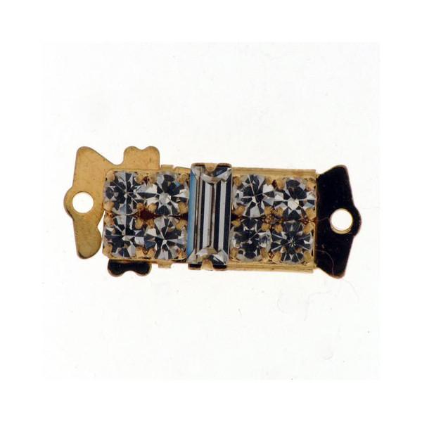FINDINGS: Precious & Plated - Single Row Pearl Clasp - Fancy Rectangle With Rhinestones