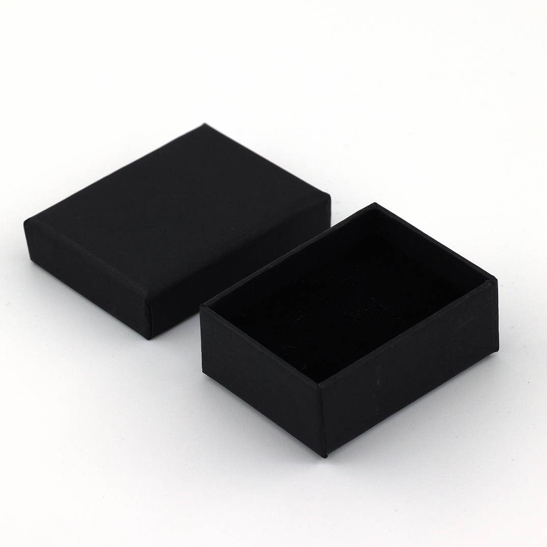 🆕 Black Cardboard Jewellery Gift Box with Black Velvet Insert for Earr ...