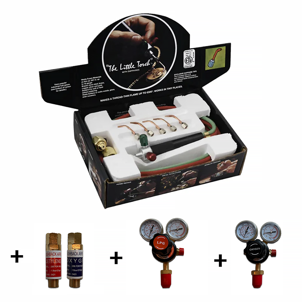 🆕 Genuine Smith® Little Torch™ Kit with 5 Tips, Regulators & Flashback ...