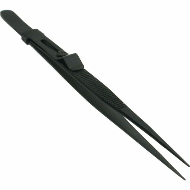 2-Piece Cross Lock Tweezers Set – Bent Tip, Fiber Grip, Self-Closing For Soldering & Jewelry